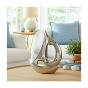 Sailboat Decorative Sculpture - Modern Nautical Accent - Silver Ceramic Ceramic - Coastal Home & Office Decor - 8" Metallic Silver