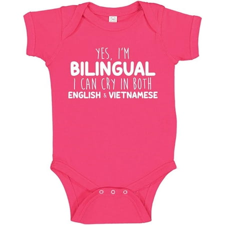 

I Can Cry In English And Vietnamese Vietnam Baby Bodysuit One Piece or Toddler T-Shirt Funny Gift for Bilingual Baby