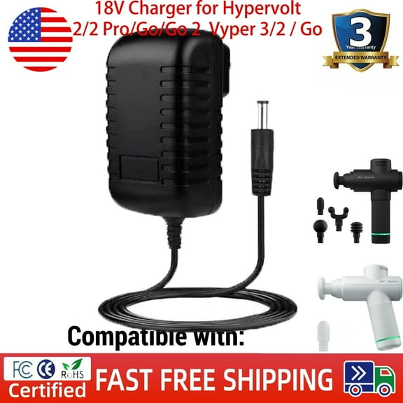 18V Charger for Hypervolt 2/2 Pro/Go/Go 2 Vyper 3/2 / Go UL Listed