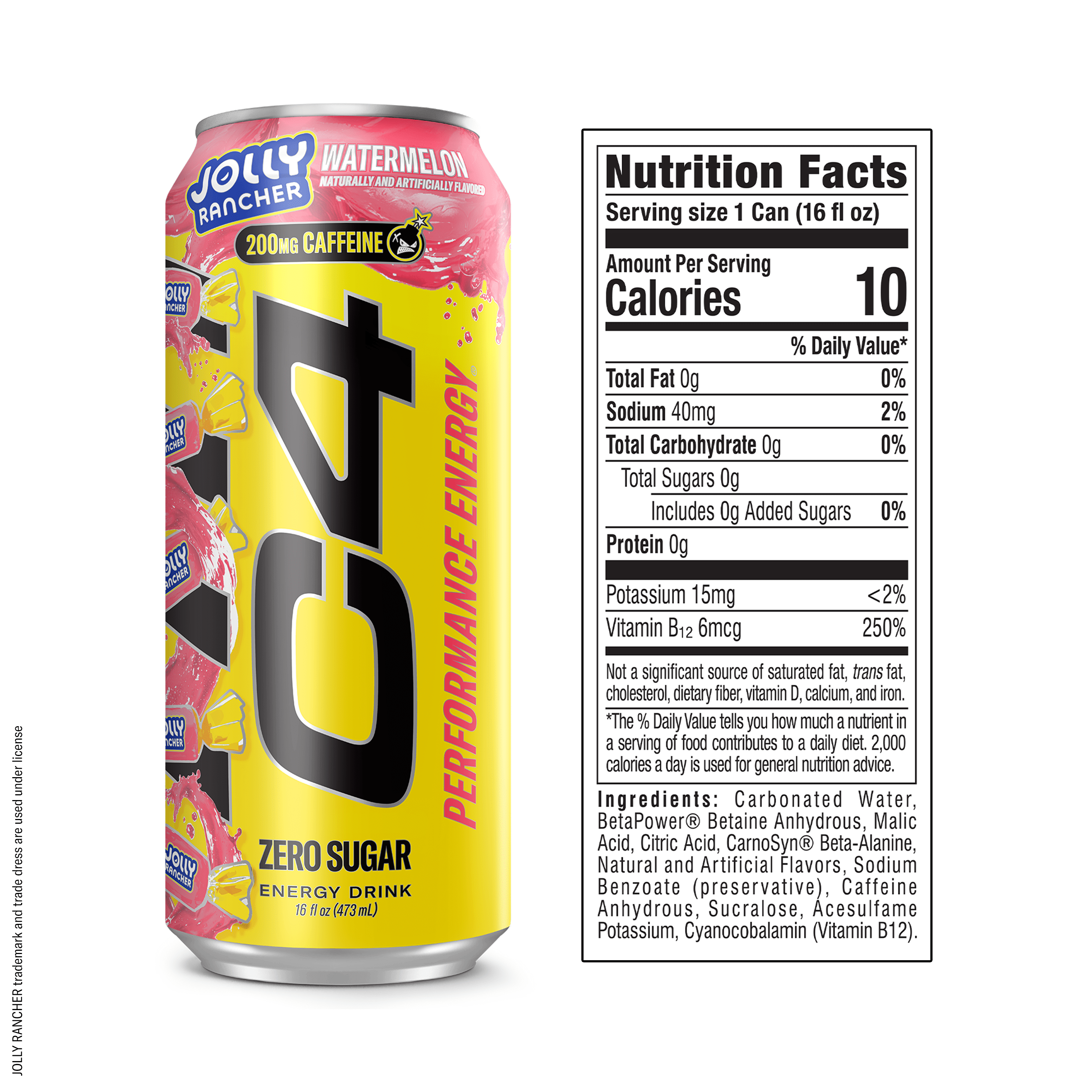 (4 pack) C4 Performance Energy Drink, Jolly Rancher Watermelon, 16 fl oz Single Can