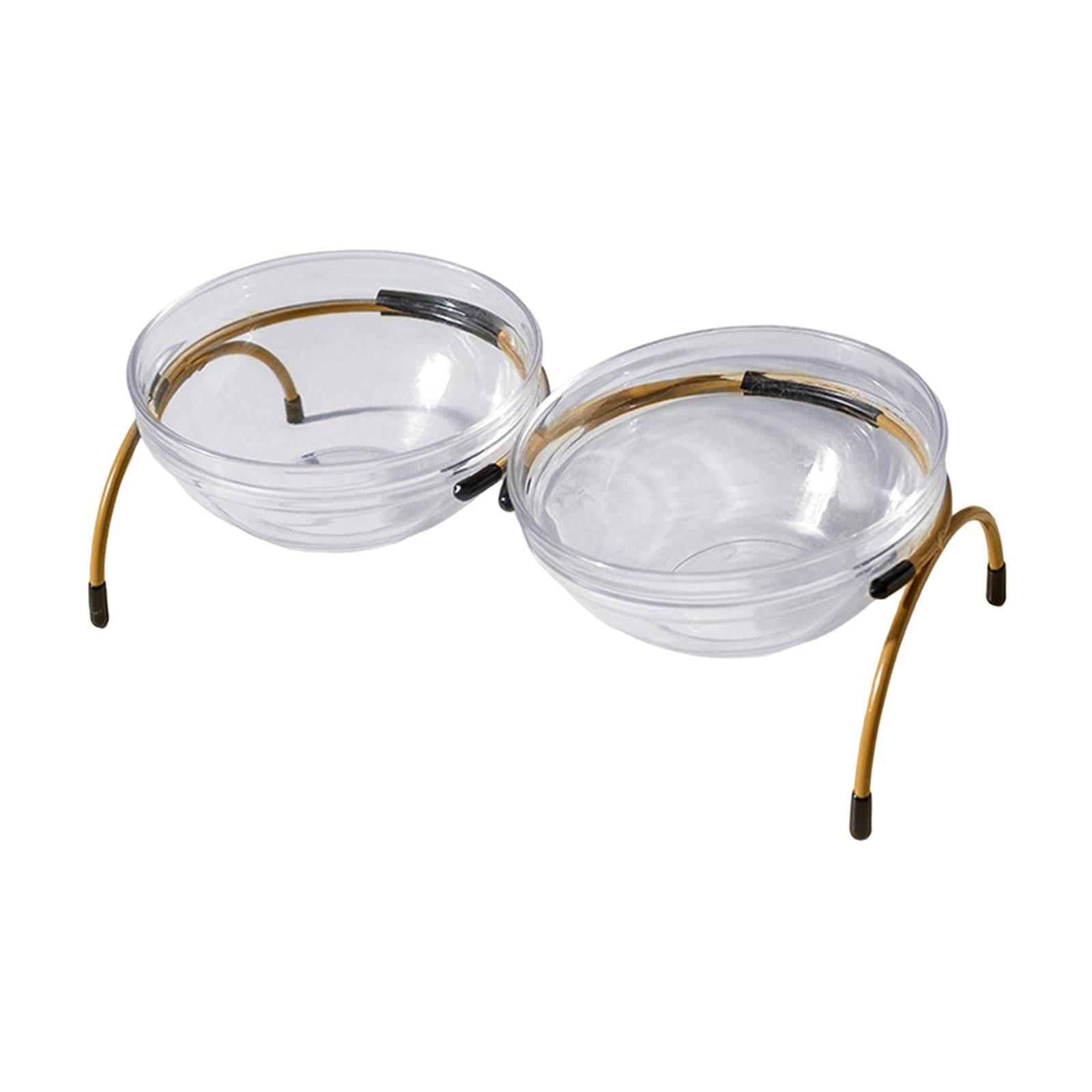 Portable Dog Elevated Bowls with Glass Bowls Raised Pet Bowls Feeding Container Water Food Dispenser for Small Medium Large Dogs Cats Kitten , Aureate