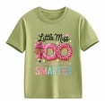 thumbnail image 7 of Gelikeya Toddler Kids 100 Days of School Shirt Boys Girls Short Sleeve Tshirts Cute Spring Summer Outerwear Clothing Army Green, 8-9 Years, 7 of 7