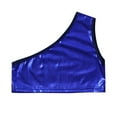 thumbnail image 3 of MSemis Kids Girls Metallic Single Shoulder Crop Top Royal Blue 10-12, 3 of 7