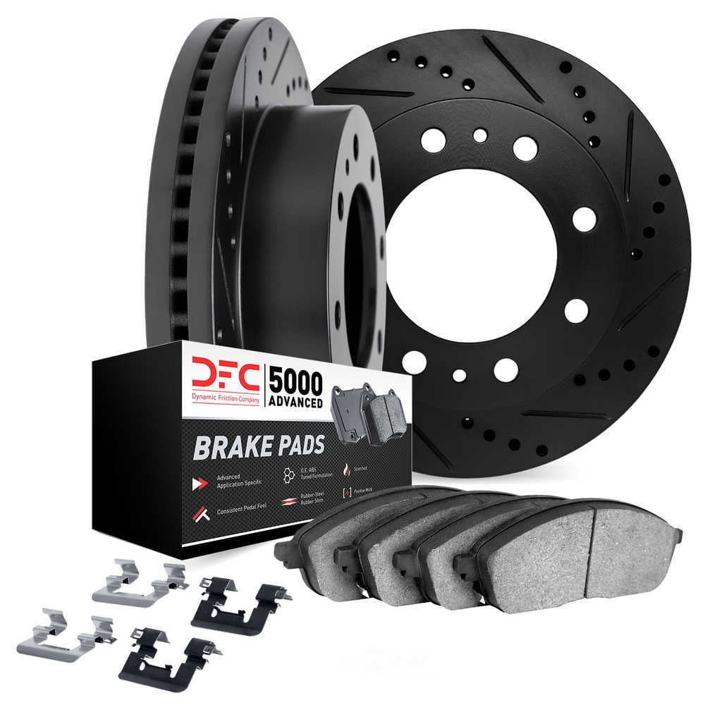 Dynamic Friction Company 8512-48070 DFC Rotors-Drilled and Slotted-Black with 5000 Advanced Brake