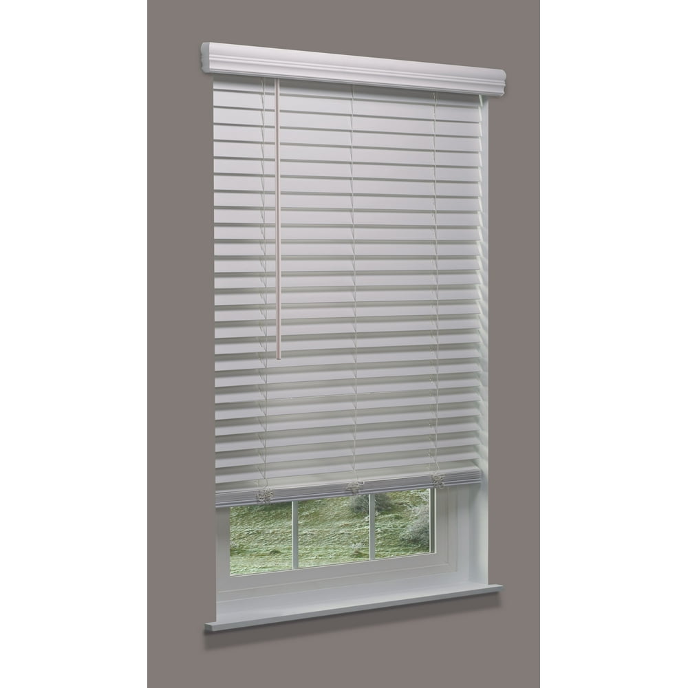 Linen Avenue Custom Cordless Partial Inside Mount Faux Wood Blinds, 64 W X 72 H