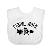 Inktastic Crawl, Walk Fish Boys or Girls Baby Bib