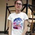 thumbnail image 3 of Tee Hunt Cute Cat Riding a Pizza in Galaxy T-Shirt Funny Kitty Space Kitten Women's T-Shirt Tee, White, Large, 3 of 5