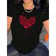thumbnail image 1 of Camiseta de verano para mujer Suave elegante con Cuello redondoWomen's Casual Black T-Shirt with Red Heart Tree Graphic - Short Sleeve, Round Neck, Comfortable Polyester Blend, Ideal for Summer Fash, 1 of 7