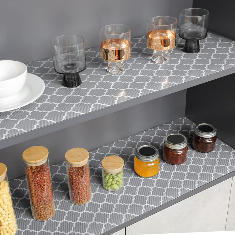 Metronic 12 x 30ft Cabinet Liner,Shelf Liners for Kitchen,Non Slip Drawer  Liner, Quatrefoil Gray