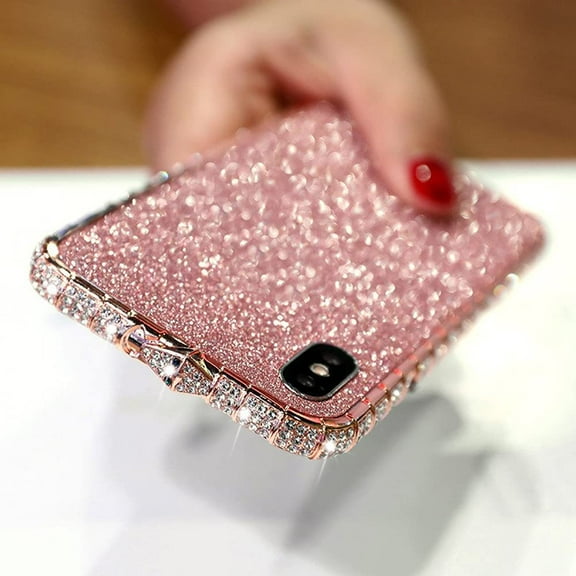 iPhone 8 Plus Bling Glitter Diamond Case for Women Girl Cute Sticker Skin Rhinestone Metal Bumper Frame Plating Crystal Shiny Sparkle Fashion Luxury 3D Case for iPhone 8 Plus Rose Gold
