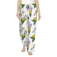 thumbnail image 2 of Goofa Lavender Flowers Printed Soft Pajama Pants for Women, Wide Leg Comfy Casual Lounge Yoga Pants-Large, 2 of 9