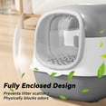thumbnail image 4 of Cat Litter Box + Mat, Fully Enclosed Large Front-Entry Kitty Toilet with Flip-Top Lid, Litter Filter Pedal, Removable Base, 4 of 10