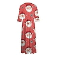 thumbnail image 4 of Christmas Dresses for Women Ladies Fashion Christmas Print Lapel Button-Down Seven-Quarter Cuff Strap-Up Dress for Christmas Party,Watermelon Red,S, 4 of 5