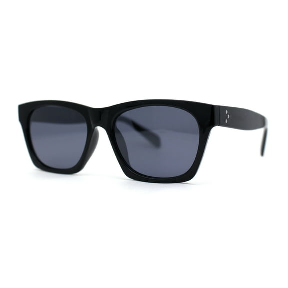 Womens Narrow Rectangle Dad Fashion Horn Rim Retro Sunglasses All Black