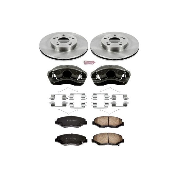 PowerStop Front Stock Replacement Brake Pad and Rotor Kit with Calipers Fits: HONDA Select Models KCOE1043
