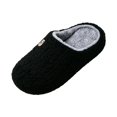thumbnail image 2 of JUSLIO Womens House Slippers, Indoor House Slippers Open Toe Slides Slip On Fuzzy Plush Flat Sole Non Slip Slippers Black, 2 of 5