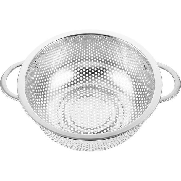 Stainless Steel Drain Basket Rice Sieve Fruit and Vegetable Basket Multi-purpose Drain Basket for Home Kitchen (Silver, Outer Diameter 16.5cm)