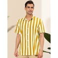 thumbnail image 2 of INSPIRE CHIC Camisa a rayas para hombre, manga corta, color block, con botones, playera de playa Amarillo XL, 2 of 6