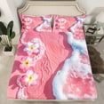 thumbnail image 2 of Erosebridal Romantic Marine Bed Sheets Set Queen Size, Coastal Beach Bed Sheets Queen, Pink Flower Reversible Sheet Set Queen, Lightweight Bedroom Decor, 4pcs, 2 of 7