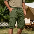 thumbnail image 2 of Resicozy Mens Cargo Shorts Lightweight Elastic Waist Knee Length Bermuda Shorts with Pockets Summer Short Cargo Pants Army Green L, 2 of 7