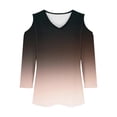 thumbnail image 5 of Mefallenssiah Hauts pour Femmes Tendance Manches 3/4 Mode Décontractée Épaules Dénudées Col en V Imprimé, 5 of 5