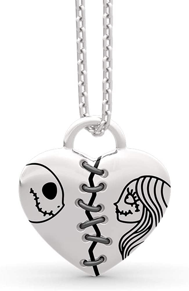 2 pcs The Nightmare Before Christmas Necklaces Pendant Jack & Sally Lovers Gift