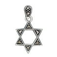 thumbnail image 1 of Sterling Silver 18" .8mm Box Chain Small Marcasite Star Of David Pendant Necklace, 1 of 2
