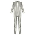 thumbnail image 6 of inlzdz Womens Shiny Metallic Long Sleeve Unitard for Gymnastics Dance Performance Grey XL, 6 of 7