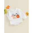 thumbnail image 6 of Aojekbee Baby Girls Boys Sweatshirts Rompers Halloween Clothes Letter Ghost Pumpkin Bat Print Long Sleeve Toddler Fall Bodysuits, 6 of 10