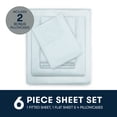 thumbnail image 6 of Serta 6-Piece 800 Thread Count Blue Stripe Cotton Rich Adult Bed Sheet Set, Queen - Deep Pocket, 6 of 10