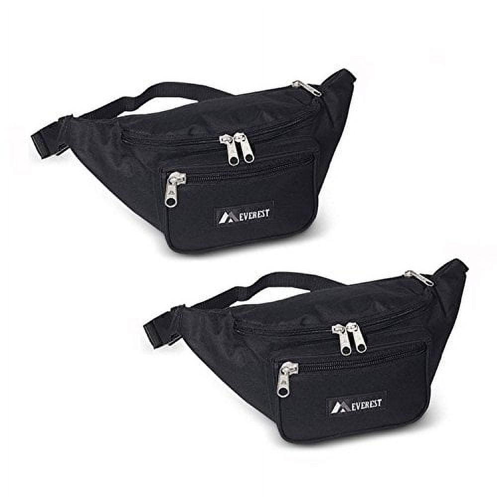 Everest 044XLD Extra Large Fanny Pack, Set of 2 Fanny Packs (Black)