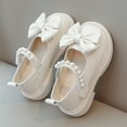 thumbnail image 3 of Dakaela Toddler Girl Dress Shoes 12-18 Months Bow School Mary Jane 3T 4T 5T 6T Little Kid Princess Flats Loafers with Pearl Strap White Size 12, 3 of 6