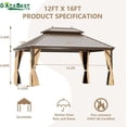 thumbnail image 6 of GAZEBEST 12' x 16' Hardtop Gazebo, Aluminum Frame, Galvanized Steel Roof, 6 of 7