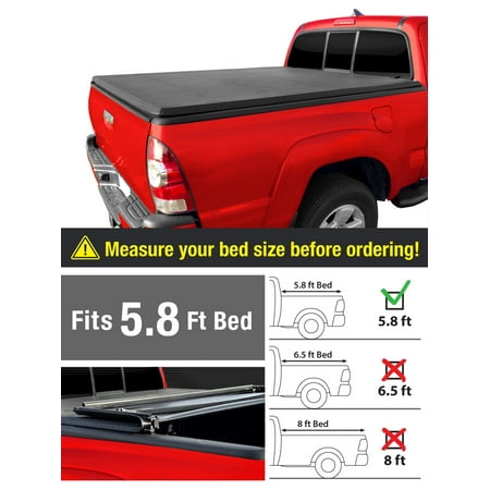 Soft Tri-Fold Truck Bed Tonneau Cover for 2014-2019 Chevy Silverado / GMC Sierra 1500 (2019 Legacy / Limited ONLY) | Fleetside 5.8' Bed | For models without Utility Track