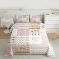 thumbnail image 2 of Feelyou Romantic Anniversary Queen Comforter Set, Princess Pink Patchwork Bedding Sets, Kawaii Love Heart Reversible Bedding Comforter Set, Lightweight Room Decor, 3 Pieces, 2 of 8