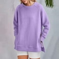 thumbnail image 2 of Crewneck Sweatshirts Women, Comdrip Women's Oversized Sweatshirts Crewneck Long Sleeve Pullover Shirts Side Zipper 2025 Fall Clothes Womens Crewneck Sweatshirt Purple S, 2 of 7
