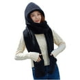 thumbnail image 2 of Idoravan Womens Winter Beanie Hat Scarf Set Women's Winter Scarf Three Piece Suit Double Layer Thickened Warm Hat Scarf Gloves Hat Black, 2 of 4