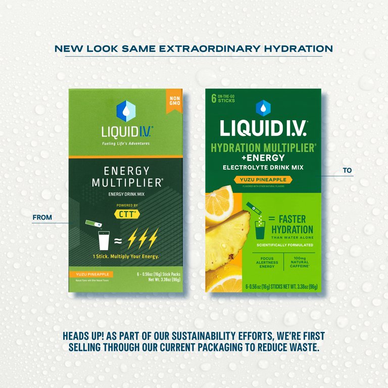 Liquid I.V. Energy Yuzu Pineapple Drink Mix, 6 Count - Walmart.com