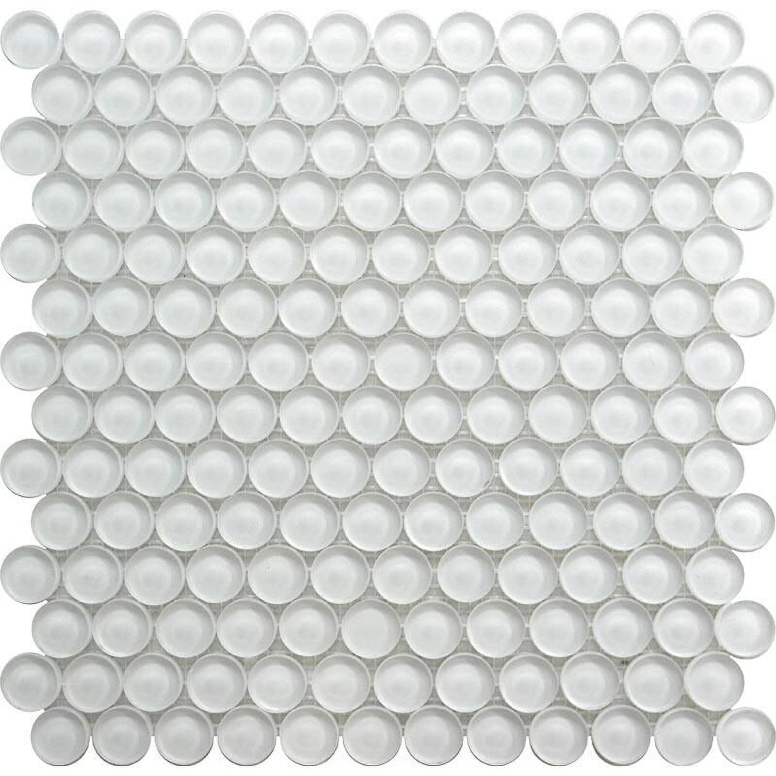 Apollo Tile   5 Pack 12-in x 12-in White Penny Round Glossy Finished Glass Mosaic Wall and Floor Tile (5 sq ft/case)