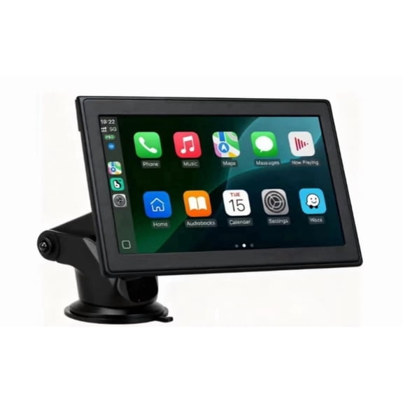 7" Portable Wireless CarPlay Screen for Car – Apple CarPlay & Android Auto, HD Touch Screen Car Stereo, Bluetooth, GPS Navigation, Voice Control, Plug-and-Play with FM/AUX/Mirror Link (Black)