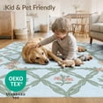 thumbnail image 4 of ODIKA 6'x9' Washable Area Rug Bouquet Centerpiece Farmhouse Sage Pink Nursey Border Vintage Playful Expressive for Dining Room, Under Table, Office Décor, Non-Slip Chair-Friendly, 4 of 7