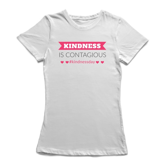Kindness Is Contagious #Kindnessday Hearts Hashtag Women White T-Shirt, Female Large