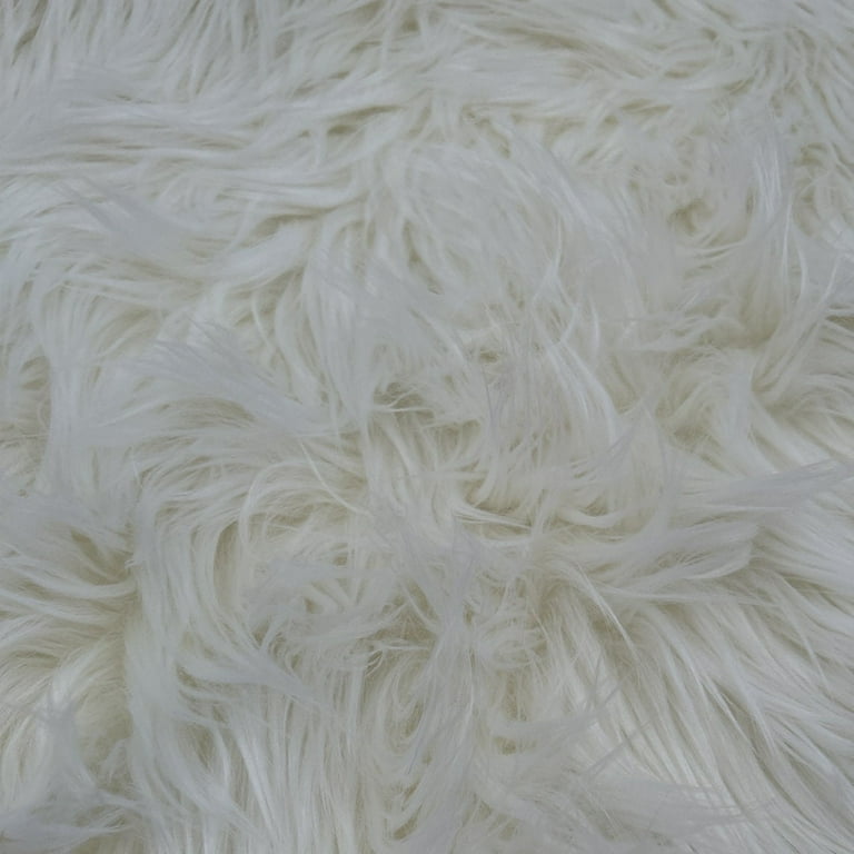 FREE SHIPPING!!! Ivory Faux Fur Fabric Long Pile Mongolian by Half Yard