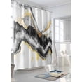 thumbnail image 3 of Boanket Polyester Fabric Black Marble Shower Curtain, Modern Gradient Abstract Waves Texture Waterproof Bathtub Curtain Bathroom Decor Set with Hooks 54 x 78 Inches,, 3 of 6