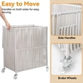 thumbnail image 6 of Laundry Hamper with Wheels, Handwoven Rolling Laundry Basket with Lid, Clothes Hamper with Divided Removable Liner Bag, 115L Large Capacity Laundry Sorter Laundry Room Organization, Natural, 6 of 7