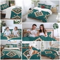 thumbnail image 6 of Southwestern Green Bedding 3 Piece Duvet Cover Set California King, Boho Ethnic Geometric Retro Soft Microfiber Comforter Cover with Zipper Closure & Pillowcases, Wrinkle & FadeResistant Quilt Cover, 6 of 9