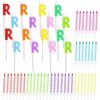 Letter R Birthday Cake Candles Set with Holders (96 Pack)