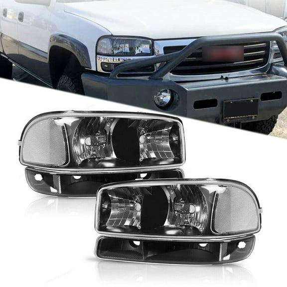 Right Left Headlights Assembly For Sierra 1500 1999-2007&Yukon 2000-2006 4Pcs