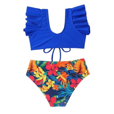 

Toddler Girl 2-Piece Swimsuit Spring Print Cotton Sleeveless Vest Shorts Holiday Beach Outfits Bathing Suit Size 7-14 Years