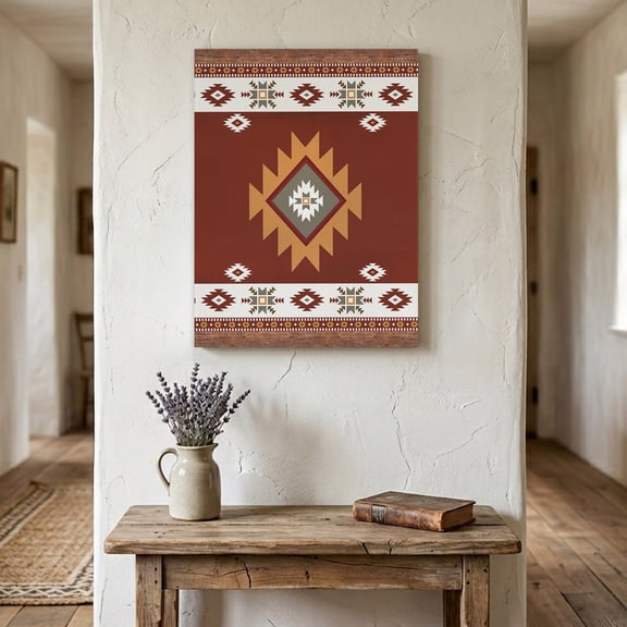 Ships Next Day Canvas Wall Art 8"x10",Southwest Wood Framed Canvas Print Painting,Western Brown Beige Geometric Abstract Art Wooden Ready to Hang Small Picture Wall Decor for Bathroom Nursery Office
